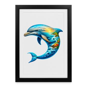 Dolphin - Framed poster (27 × 37 cm) - black - Front