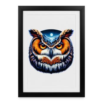 Hibou - Affiche encadrée (27 × 37 cm) - noir - Devant
