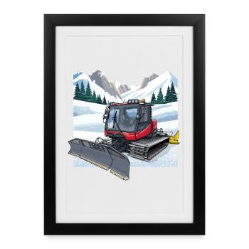 Snow groomer clearing - Framed poster (27 × 37 cm) - black - Front