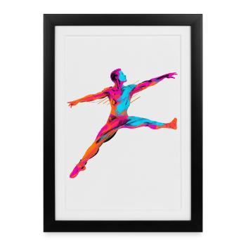 Danseur de ballet masculin Synthwave - Affiche encadrée (27 × 37 cm) - noir - Devant