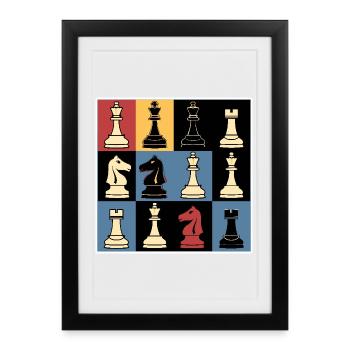 Chess Pieces Graphics - Framed poster (27 × 37 cm) - black - Front