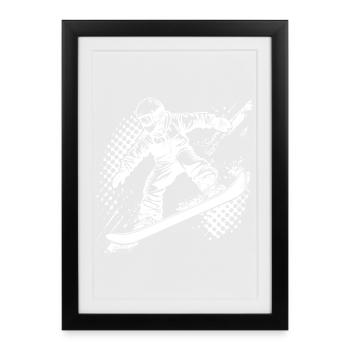 Snowboarder Drawing - Framed poster (27 × 37 cm) - black - Front