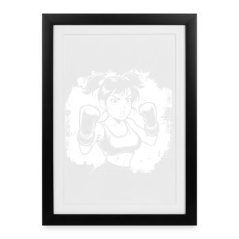 Boxeur féminin - Affiche encadrée (27 × 37 cm) - noir - Devant