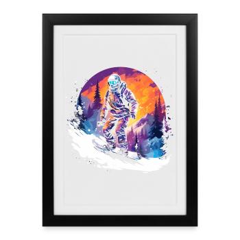 Snowboarding 80s - Framed poster (27 × 37 cm) - black - Front