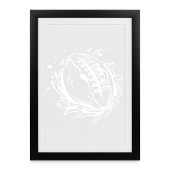 Croquis de ballon de football - Affiche encadrée (27 × 37 cm) - noir - Devant