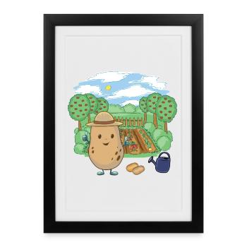 Cultivateur de pommes de terre Potager Pommes de terre Agriculteur - Affiche encadrée (27 × 37 cm) - noir - Devant