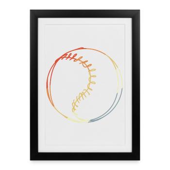Dessin de baseball vintage - Affiche encadrée (27 × 37 cm) - noir - Devant