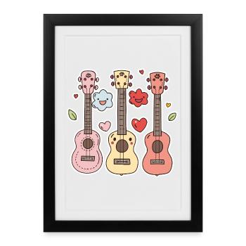 Ukulele Cartoon Style - Framed poster (27 × 37 cm) - black - Front