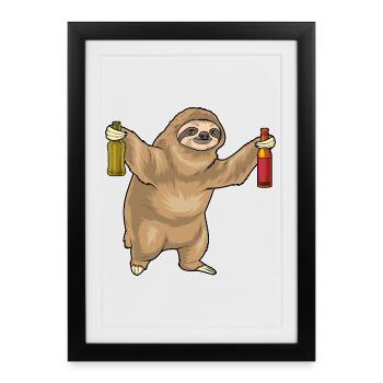 Sloth Bottle Beer - Framed poster (27 × 37 cm) - black - Front