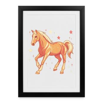 Cheval avec des étoiles - Affiche encadrée (27 × 37 cm) - noir - Devant