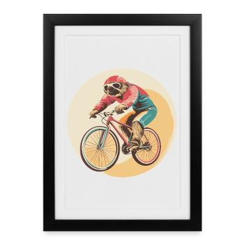 Sporty Sloth – Funny Cyclist Design - Framed poster (27 × 37 cm) - black - Front