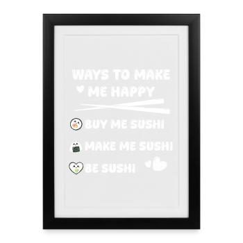 Sushi heureux disant sucré - Affiche encadrée (27 × 37 cm) - noir - Devant
