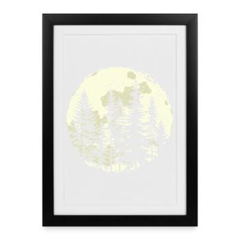 Night Forest Silhouette with Full Moon - Framed poster (27 × 37 cm) - black - Front