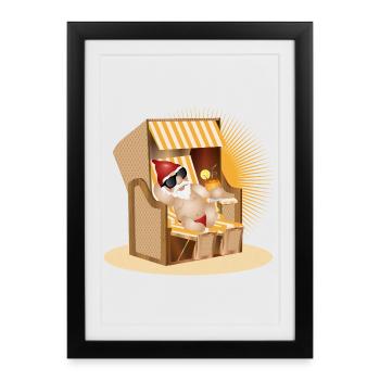 Nain de jardin cool sur la plage - Affiche encadrée (27 × 37 cm) - noir - Devant
