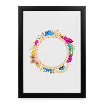 Oriental Medallion Frame in Gold & Colors - Framed poster (27 × 37 cm) - black - Front