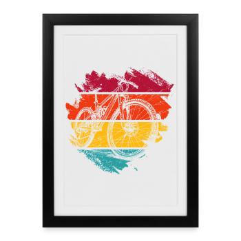 Rétro Vélo Vague Design Abstrait - Affiche encadrée (27 × 37 cm) - noir - Devant