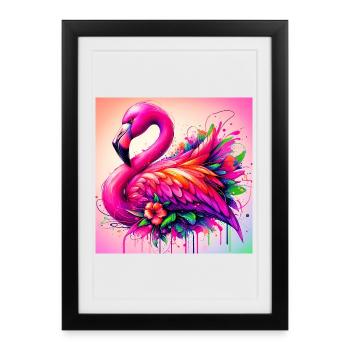 Flamant - Affiche encadrée (27 × 37 cm) - noir - Devant