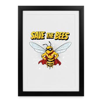 Comic Bee Hero Motto - Framed poster (27 × 37 cm) - black - Front