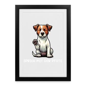 Parler à la patte Jack Russel terrier Jackie - Affiche encadrée (27 × 37 cm) - noir - Devant