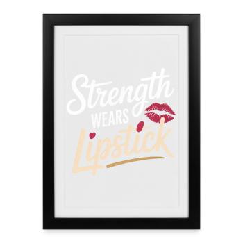 La force porte du rouge à lèvres Les femmes autonomisent les femmes - Affiche encadrée (27 × 37 cm) - noir - Devant