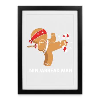 Bonhomme en pain d'épice de Noël Lebkuchen en pain d'épice - Affiche encadrée (27 × 37 cm) - noir - Devant