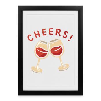 Santé ! Deux verres à vin - Affiche encadrée (27 × 37 cm) - noir - Devant