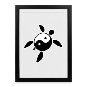 Turtles Shell Yin Yang Symbol Balance - Framed poster (27 × 37 cm) - black - Front