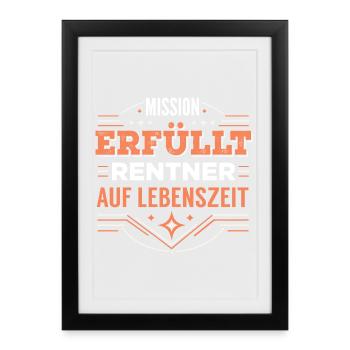 Pension Mission accomplie Cadeau Pension Adieu - Affiche encadrée (27 × 37 cm) - noir - Devant