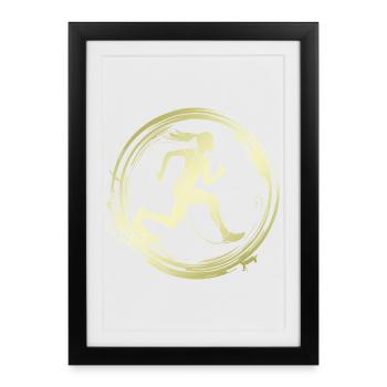Silhouette de marathon de course à pied - Affiche encadrée (27 × 37 cm) - noir - Devant