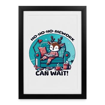 Reindeer in Pyjamas – HoHoHoMework Christmas Break - Framed poster (27 × 37 cm) - black - Front