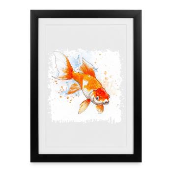 Koi Watercolor Carp - Framed poster (27 × 37 cm) - black - Front