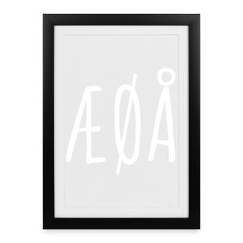 Lettres norvégiennes ÆØÅ - Affiche encadrée (27 × 37 cm) - noir - Devant