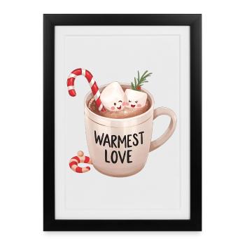 Chocolat chaud – Warmest Love Xmas Design - Affiche encadrée (27 × 37 cm) - noir - Devant