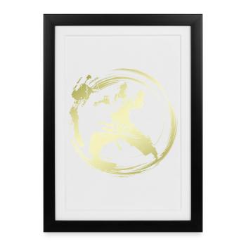 Karaté Silhouette Combattante - Affiche encadrée (27 × 37 cm) - noir - Devant