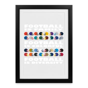 Diversité dans le football - Affiche encadrée (27 × 37 cm) - noir - Devant