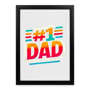 Graphique arc-en-ciel de papa numéro un, pères - Affiche encadrée (27 × 37 cm) - noir - Devant