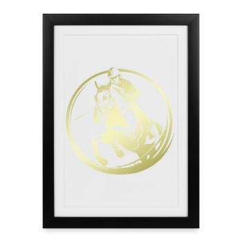 Silhouette de cheval d’équitation - Affiche encadrée (27 × 37 cm) - noir - Devant