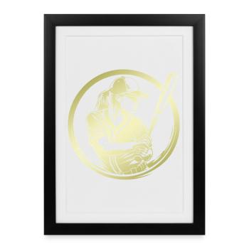 Baseball Silhouette - Affiche encadrée (27 × 37 cm) - noir - Devant