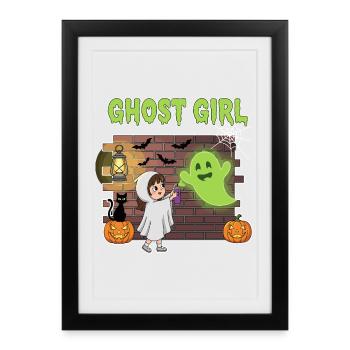 Fille fantôme Halloween - Affiche encadrée (27 × 37 cm) - noir - Devant