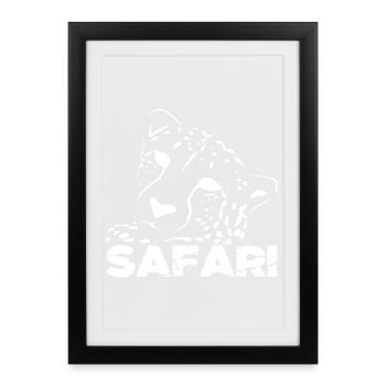Safari Léopard Silhouette - Affiche encadrée (27 × 37 cm) - noir - Devant