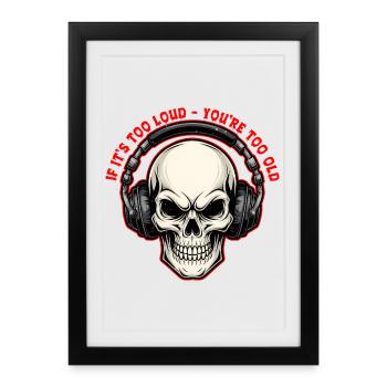 Crâne avec casque Design graphique audacieux - Affiche encadrée (27 × 37 cm) - noir - Devant