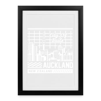 Chemise de voyage Auckland Nouvelle-Zélande - Affiche encadrée (27 × 37 cm) - noir - Devant