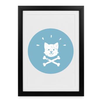 Corgi pirate croisé Jolly Roger - Affiche encadrée (27 × 37 cm) - noir - Devant