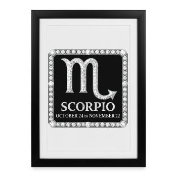Signe du zodiaque Scorpion - Affiche encadrée (27 × 37 cm) - noir - Devant