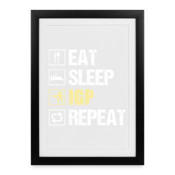 EAT SLEEP IGP REPEAT Motif de sport canin - Affiche encadrée (27 × 37 cm) - noir - Devant