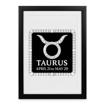 Signe du zodiaque Taureau - Affiche encadrée (27 × 37 cm) - noir - Devant