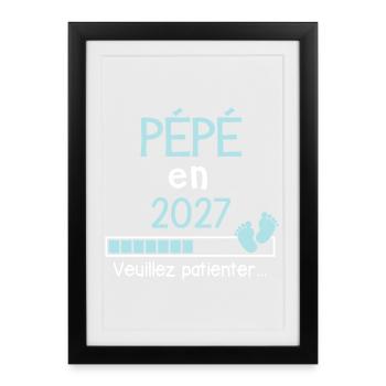 Pépé en 2027 Cadeau Futur Pépére Papi - Affiche encadrée (27 × 37 cm) - noir - Devant