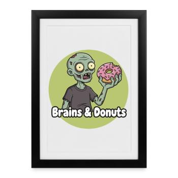 Zombie avec humour beignet - Affiche encadrée (27 × 37 cm) - noir - Devant