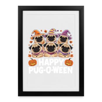 Pug-O-Ween Chapeau de Sorcière Carlins - Affiche encadrée (27 × 37 cm) - noir - Devant