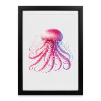 Jellyfish Sea Creatures Carnival Tentacles Fire Jellyfish - Framed poster (27 × 37 cm) - black - Front